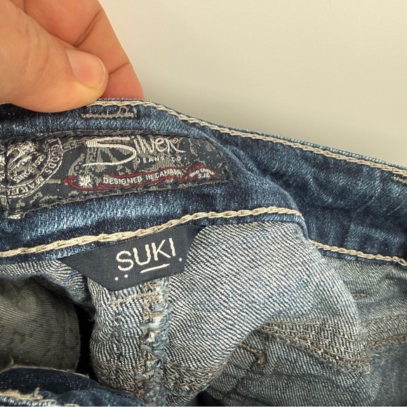 Silver Jeans Suki Shorts Blue Jeans Patchwork Womens Size 18 mid-short Denim - Picture 9 of 11